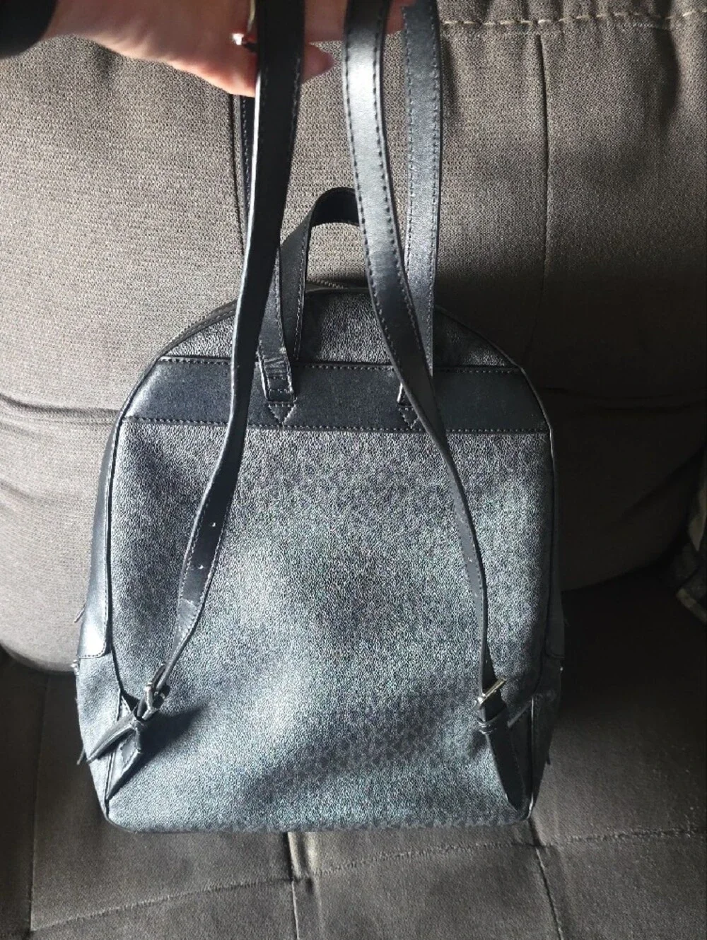 Michael Kors Gray Signature Backpack with Black Trim